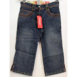 NEW 2007 Gymboree Island Getaway Denim Capris sz 8 Pocket Contrast Stitch Flower